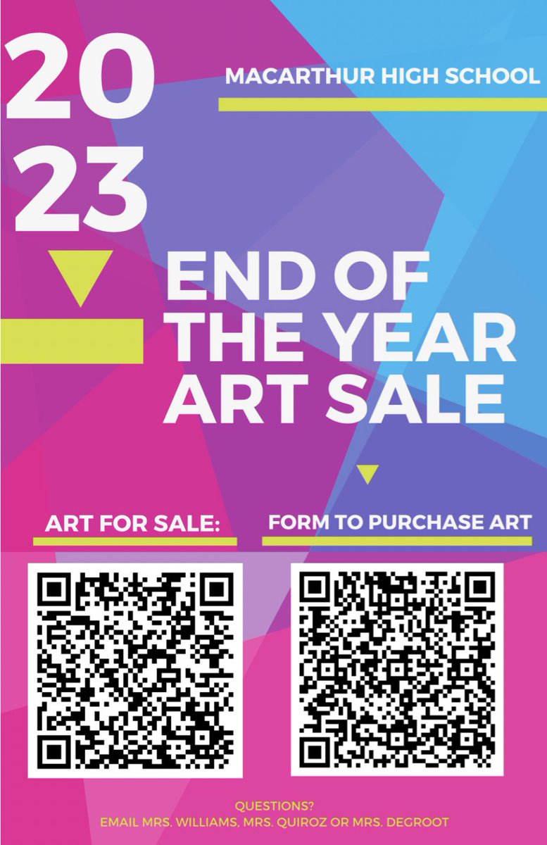 Hailey Williams M. Ed. (@curatorcreative) on Twitter photo <a href="/MacArthur_AISD/">MacArthur Senior High - AISD</a> END OF THE YEAR ART SALE IS HERE UNTIL THIS FRIDAY MAY 12th!!
100% Goes to Students
We can mail!
Instructions for purchase and payment are in the following links!
Art for Sale Slideshow: docs.google.com/presentation/d…
Link to Purchase Artwork: docs.google.com/forms/d/e/1FAI… <a href="/MacArthur_AISD/">MacArthur Senior High - AISD</a> END OF THE YEAR ART SALE IS HERE UNTIL THIS FRIDAY MAY 12th!!
100% Goes to Students
We can mail!
Instructions for purchase and payment are in the following links!
Art for Sale Slideshow: docs.google.com/presentation/d…
Link to Purchase Artwork: docs.google.com/forms/d/e/1FAI…