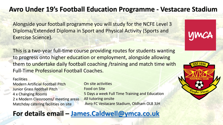 Join 2023-24 intake at The Avro Football Education Programme
pitchero.com/clubs/avrofoot…