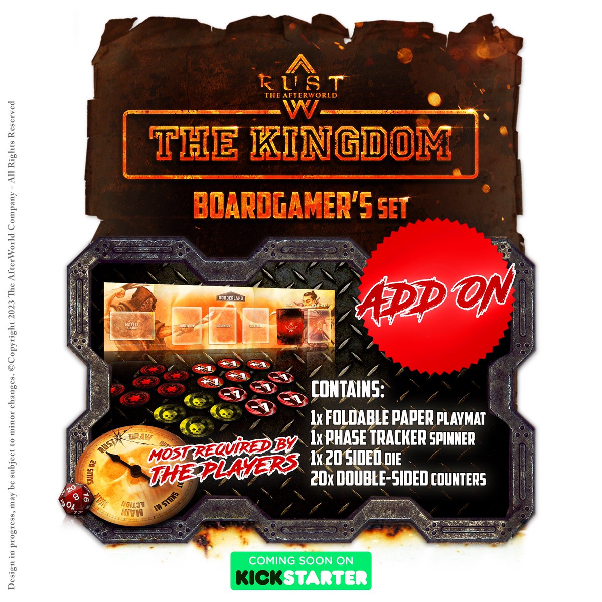 RustAfterWorld's tweet photo. ADD ON most required by players!
Turn your #RTA matches into a full boardgaming experience. Includes the PHASE TRACKER spinner, best way to keep the game pace relentless and exciting. For both beginners and experienced players. Get notified on launch 👉🏻https://t.co/31QOG9ldmn https://t.co/LFh7OTiJ9z