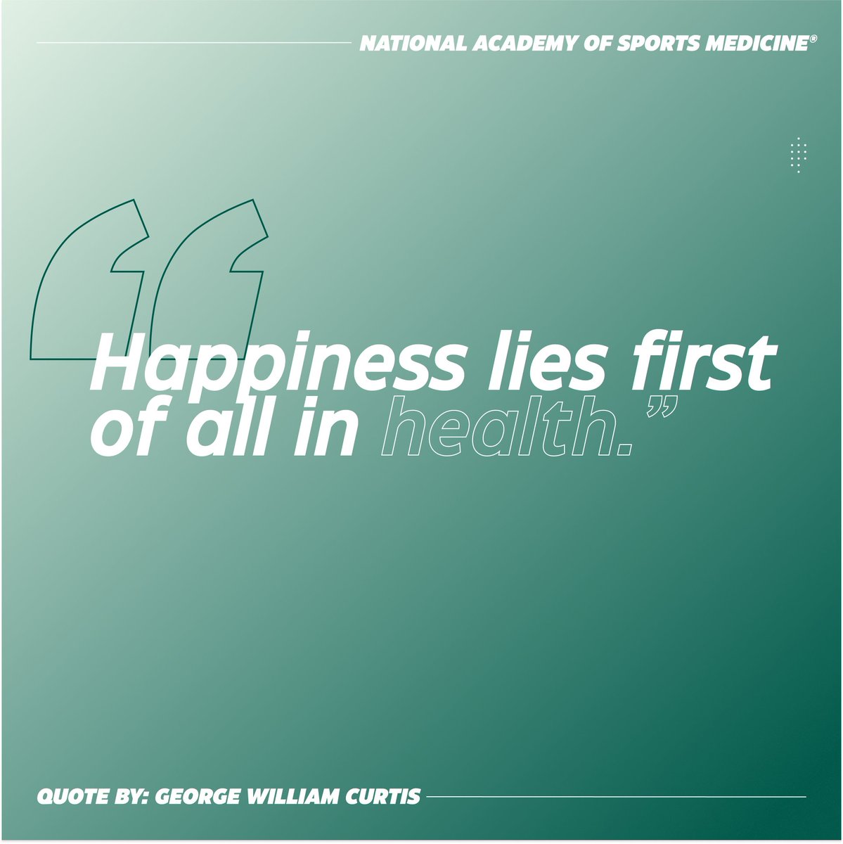 NASM's tweet photo. #motivationmonday Health is a significant driver of happiness. Ensuring we as fitness professionals have a balanced and healthy lifestyle is just as important as encouraging a healthy lifestyle for our clients!

What are your or your clients' main goals to increase health? https://t.co/0SbEmuhkm3