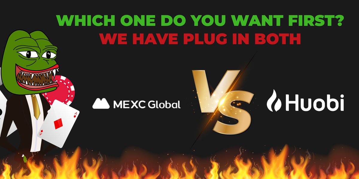 🤔💥 Mexc or Huobi: which one do you want to see first?

Help us decide which will be the first listing for #EVILPEPE ! Vote using the hashtags: 

#MexcFirst or #HuobiFirst.

Join us and let's hype! 📈🚀 #CryptoBattle #Houbi #MEXC #BSC #PinkSale