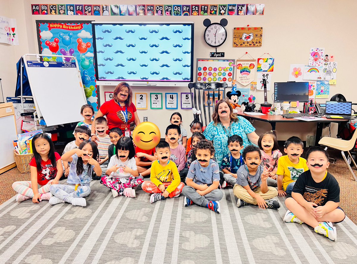 M is for mustache!  The looks on their faces when they saw themselves were priceless!  #makingschoolfun #katypk #ilovesse #backwardsalphabet @kindersmorgie