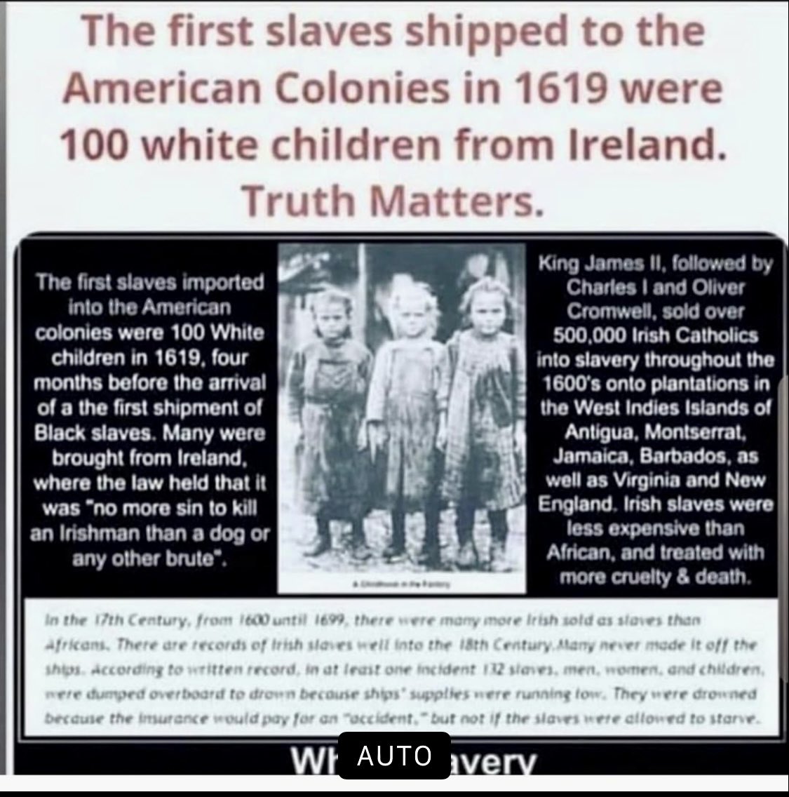 @Travis_in_Flint Are they going to ask reparations from the Black slave owners or from Africa? How about the Irish? They where the 1st slaves in American Colonies recorded and became slaves before the Black did……where is their reparations???