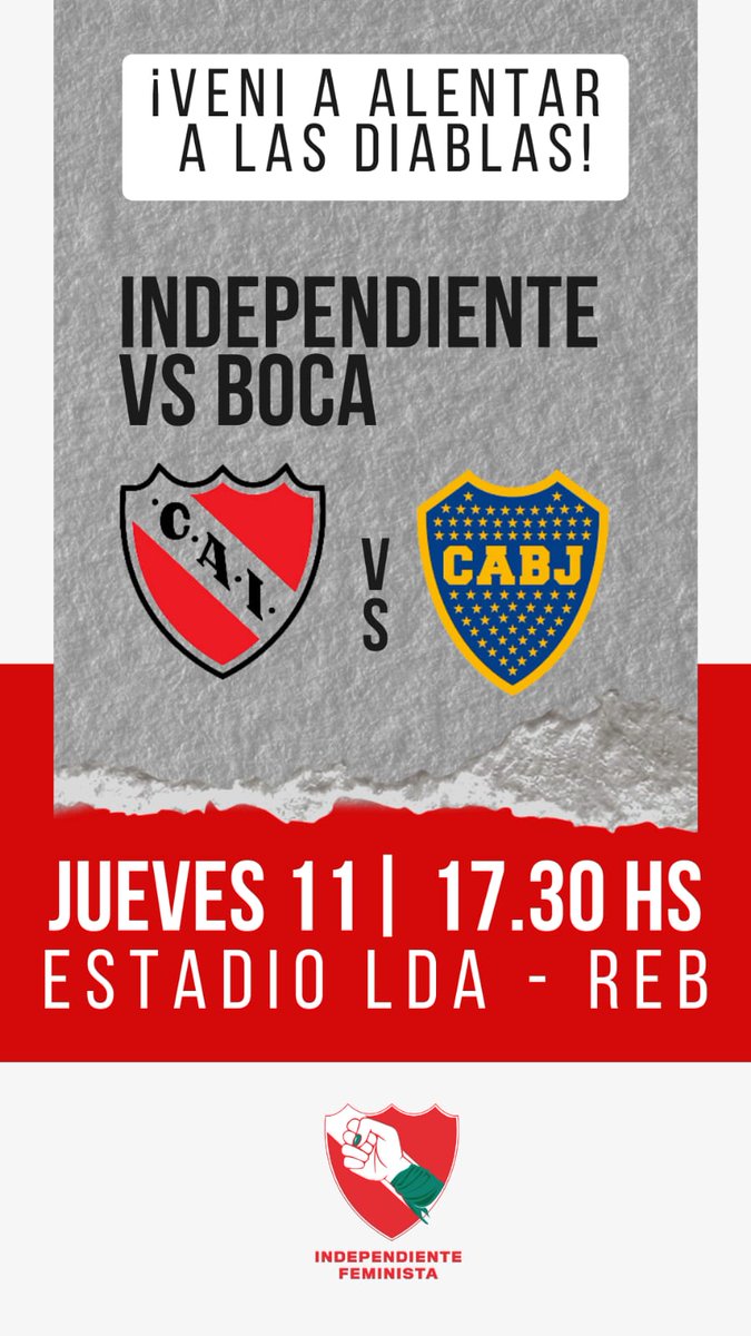 ¡ESTE JUEVES TODXS AL LDA-REB A ALENTAR A <a href="/LasDiablasCAI/">Independiente FutFem</a>!