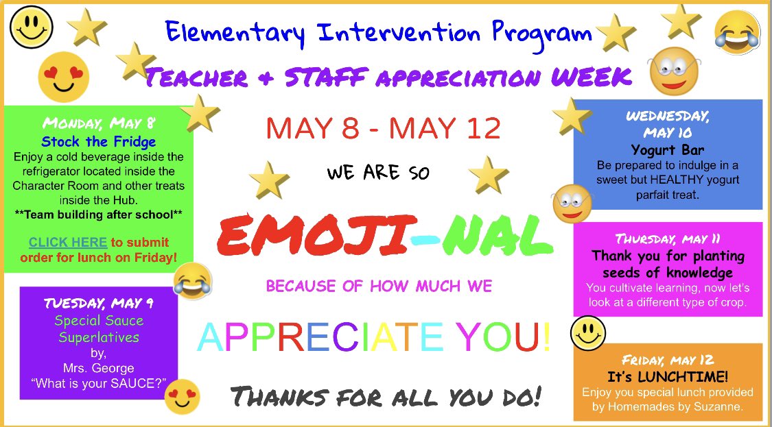 HcpsProgram's tweet image. Teacher &amp;amp; Staff Appreciation Week for the #eipcrew #NBLC #TeacherAppreciationWeek2023