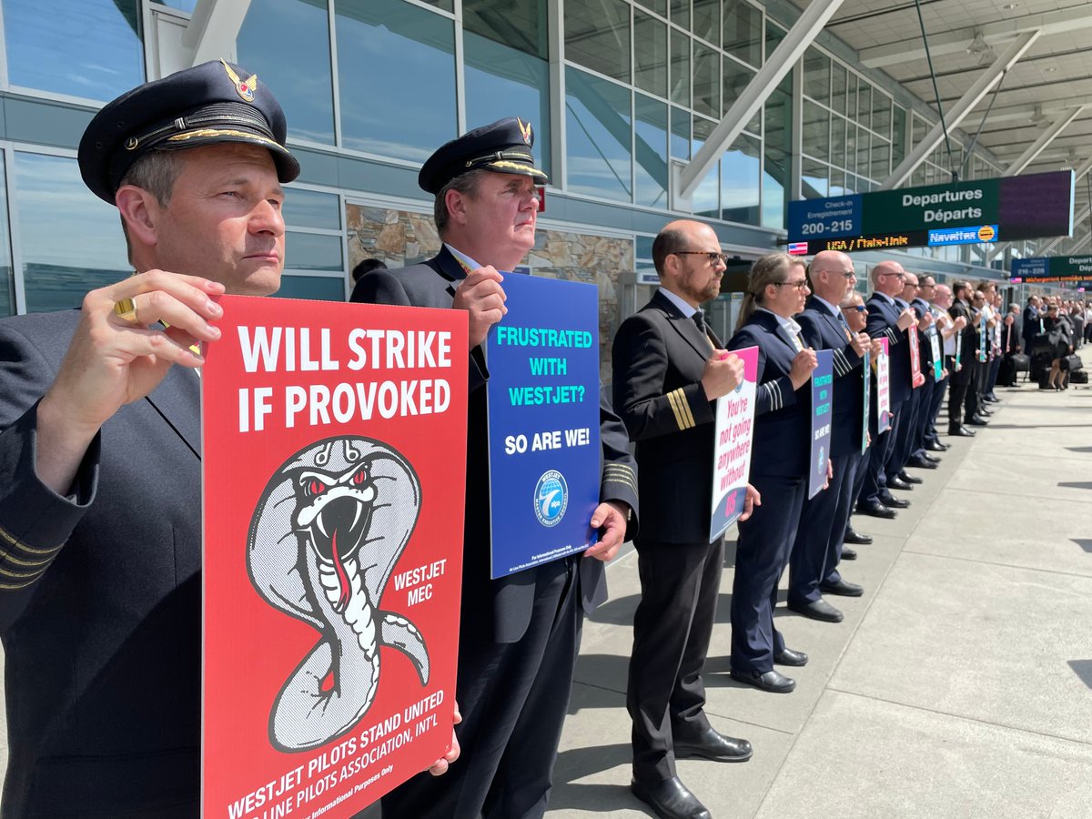 AlaskaPilots's tweet image. @alaksapilots are proud to stand side by side with fellow union brothers and sisters at WestJet as they picket nationwide across Canada to fight for their careers and for the future of their airline
#ALPAPilots #ShowUsAFuture #WeAreReady #Contract2023 @WestJetALPA @ALPAPilots