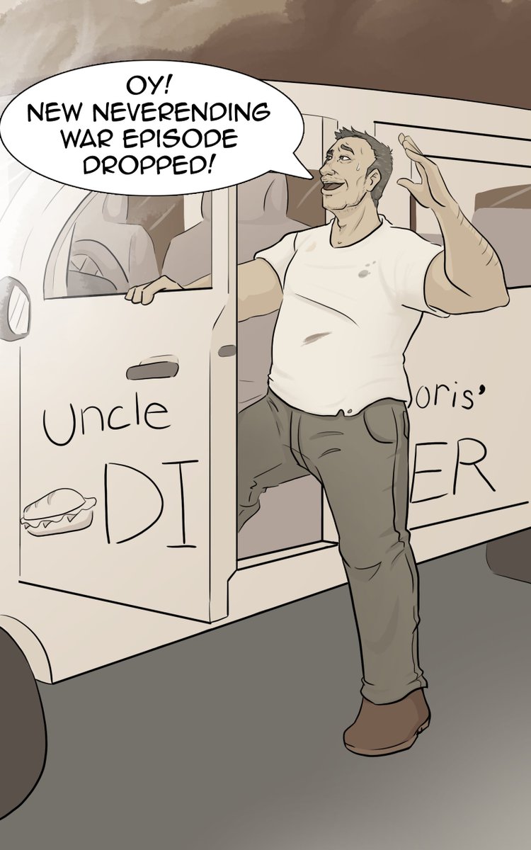 ATTEEEENTION!! 🫡
I have just been informed that it is #webcomicday

So if you haven't yet, Get your Behinds over to 
NEVERENDING WAR! And get caught up on the first 3 episodes!