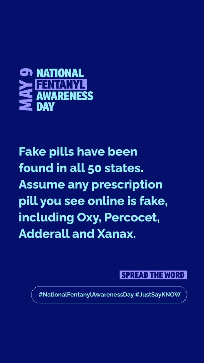Fentanyl is odorless, tasteless, and extremely potent. It is used to make fake pills disguised as Oxycontin, Percocet and Xanax, and you can’t tell which pills contain a lethal amount. 
#NationalFentanylAwarenessDay #JustSayKNOW