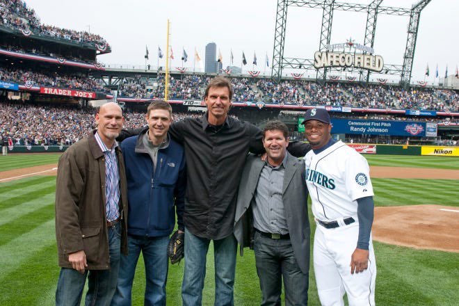 Jay Buhner, Dan Wilson, Randy Johnson, Edgar Martinez and Ken Griffey Jr.