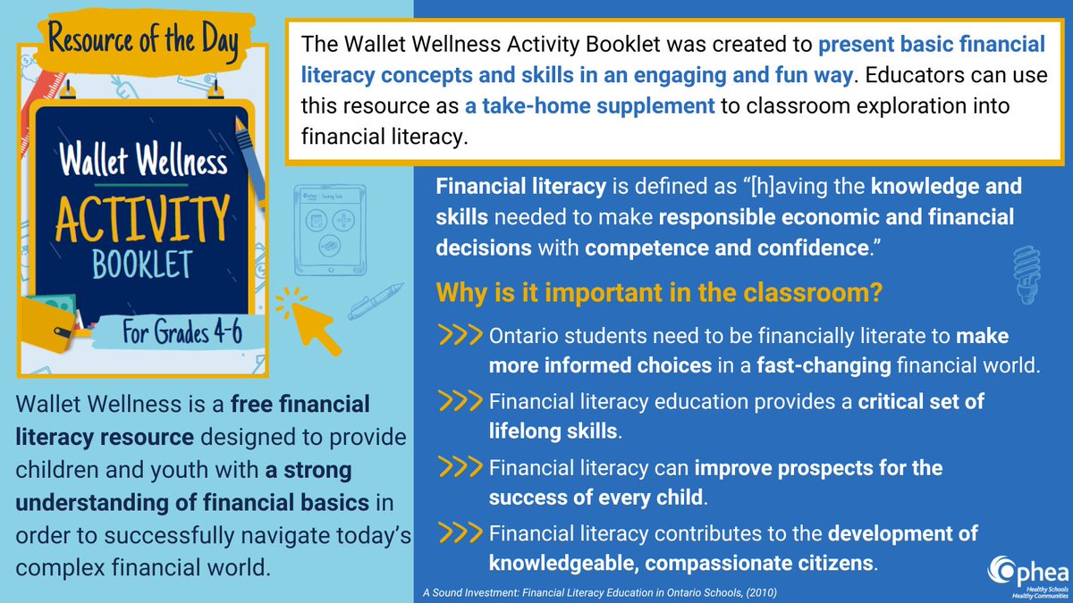 opheacanada's tweet photo. Our #ResourceOfTheDay is the #ActivityBooklet from #WalletWellness! Created with @MeridianCU to present #FinancialLiteracy concepts in an engaging way while strengthening the school-to-home learning connection, the digital booklet can be accessed at: https://t.co/0lCn5VF24E https://t.co/JFrR2OeUBo