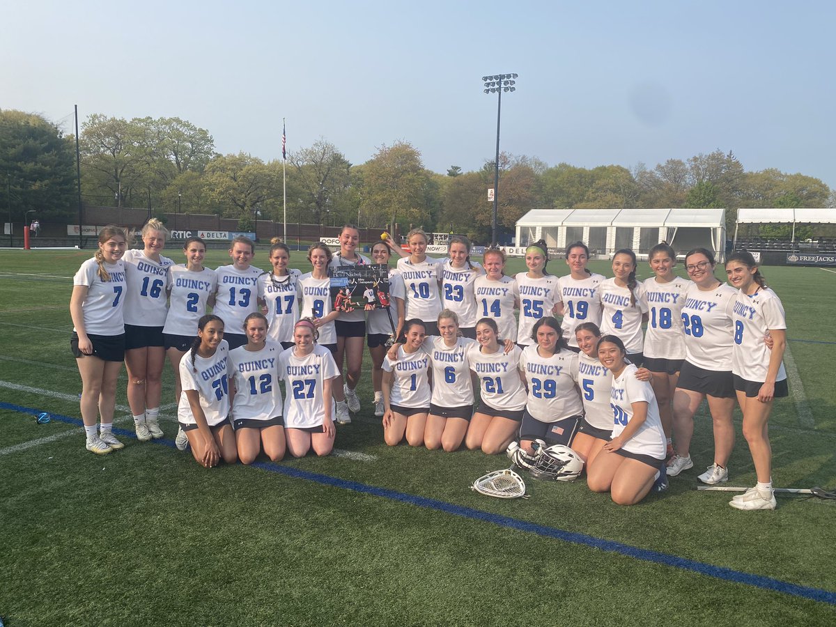 QHSAthletics's tweet photo. Girls Lacrosse FINAL

Quincy- 18
East Bridgewater- 1

Congrats to QHS senior, Delia Nichol on reaching the 100 career goals mark!! 

@sports_ledger @BostonHeraldHS @GlobeSchools https://t.co/O5ouNrLeU7