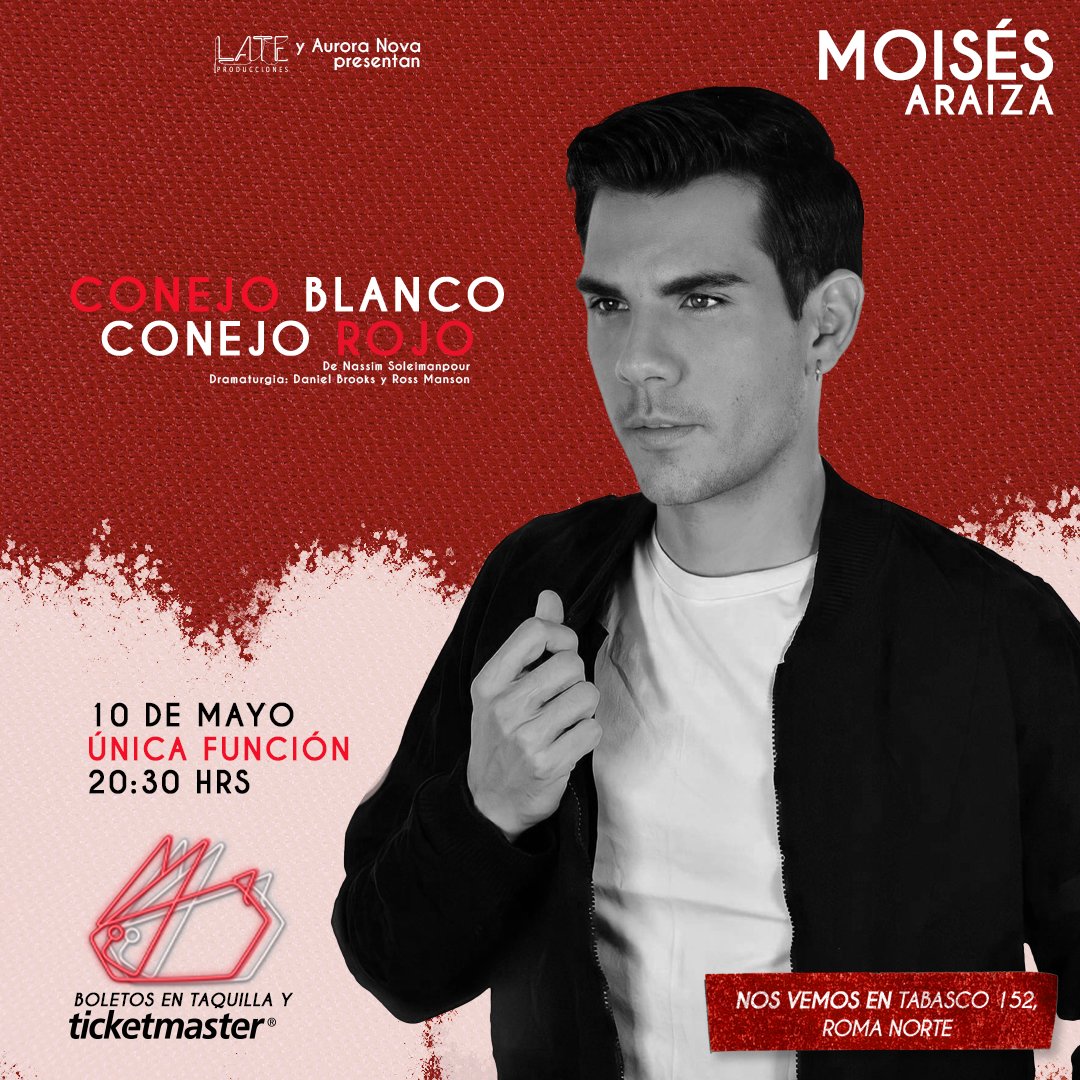 Tenemos 5 pases dobles para ir al teatro a ver #ConejoBlancoConejoRojo con <a href="/MoyAraiza/">𝕄𝕠𝕪 𝔸𝕣𝕒𝕚𝕫𝕒</a> a partir este 10 de mayo a las 20:30

Como puedes ganar un pase dobles? 
Lo que tienes que hacer darle Like, RT, dinos en cual 3 obras en donde participo Moisés Araiza, nombre completo y suerte!