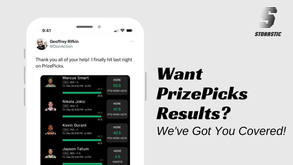 Stokastic's tweet image. Sign up for Pick'Em Pro and start using Stokastic's winning projections to find the best @PrizePicks plays available!
stokastic.com/join-pickem-pr…