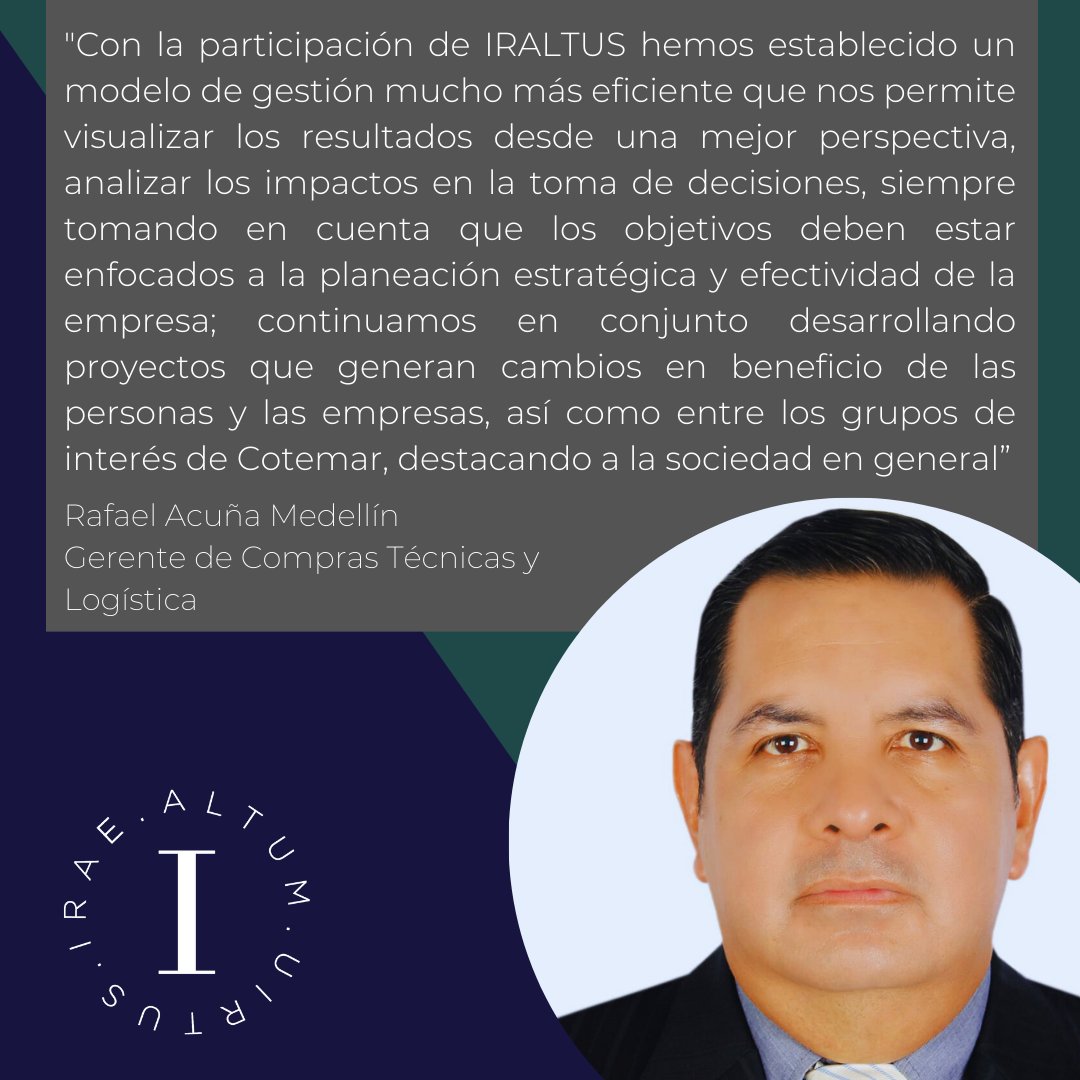 iraltus's tweet photo. En IRALTUS nuestra mayor satisfacción es trascender en nuestros clientes. Gracias Rafael Acuña Medellín, por la confianza en IRALTUS.
#IRALTUS #Cotemar #testimonio #clientessatisfechos #clientesfelices #negocios #consultoría #trascender #exito #impacto https://t.co/6z7j5X4RlL