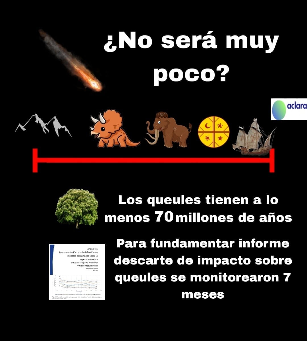 No sera muy poco tiempo para que las mediciones  permitan descartar impactos en queules. Y aunque se siga midiendo en forma continua al momento de la presentación del proyecto minero por parte de Aclara, aún no se cumple un año de que estas se iniciaron. 

#keules #queules #keule