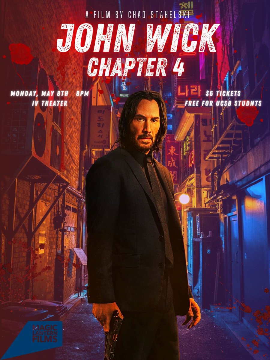 MagicLanternSB's tweet photo. Yo Gauchos!!!
Hope everyone is having a good Monday . We'll be screening "John Wick 4” at IV theater tonight at 8pm. Come join us!!! https://t.co/wmmlXz4a20