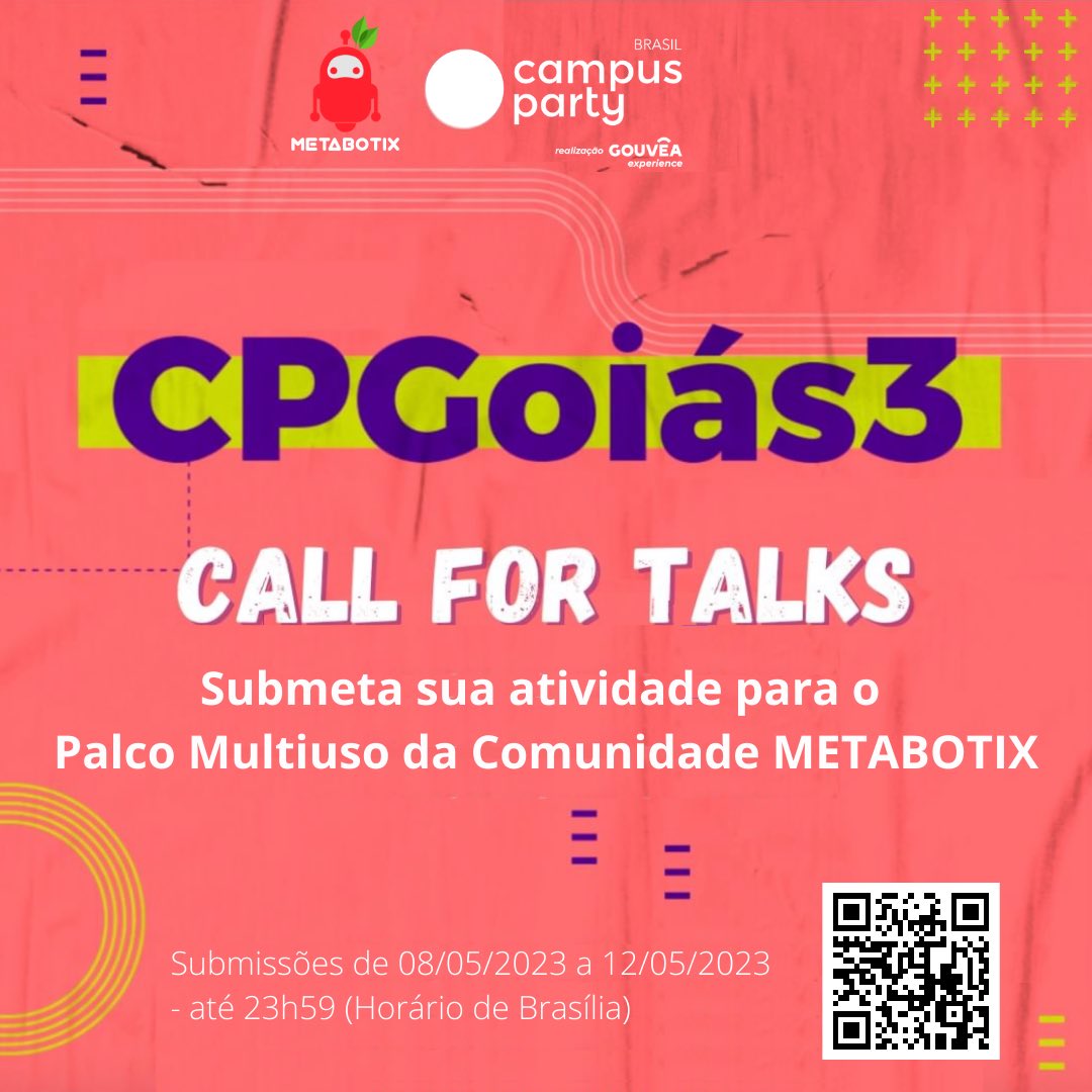 Metabotix_IFG's tweet photo. 🔎 Tem uma pesquisa interessante, inovadora… quer compartilhar conhecimentos, criar conexões e ajudar a reescrever o código-fonte do mundo?! Não perca essa oportunidade!
Submissões para o Palco Multiuso da Comunidade Metabotix na #CPGOIAS3: https://t.co/KzR2rbicxf https://t.co/r1IlkuYIt4