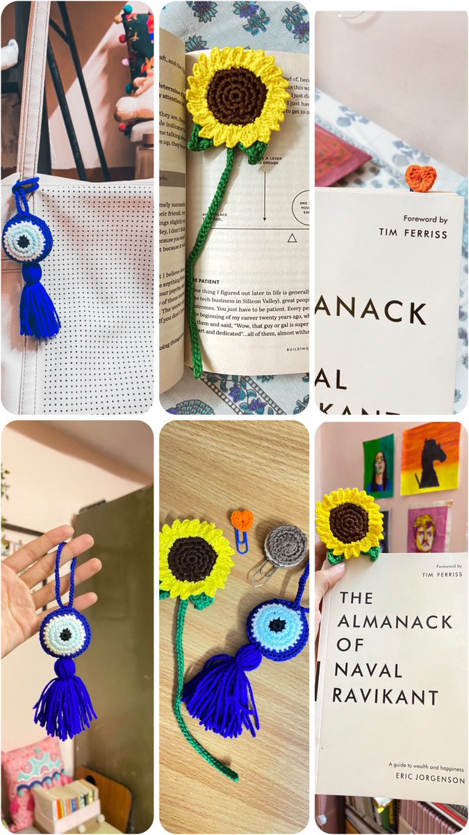 #handmadegifts #crochetlover #handmadewithlove #artistsoftwitter #crochetersoftwitter #evileyecharm #bookmark #Sunflowers #jaipurknitss #shopsmallbiz