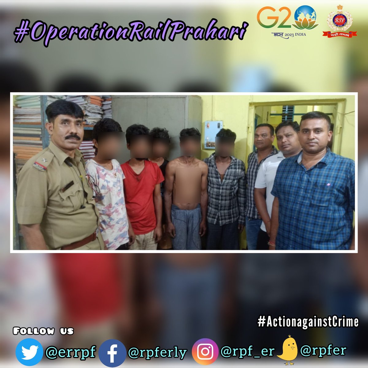 05 notorious criminals arrested....planning to attempt Dacoity with deadly weapons.
#OperationRailPrahari 
#Sentinelonrail 
@RPF_INDIA @RailMinIndia @EasternRailway