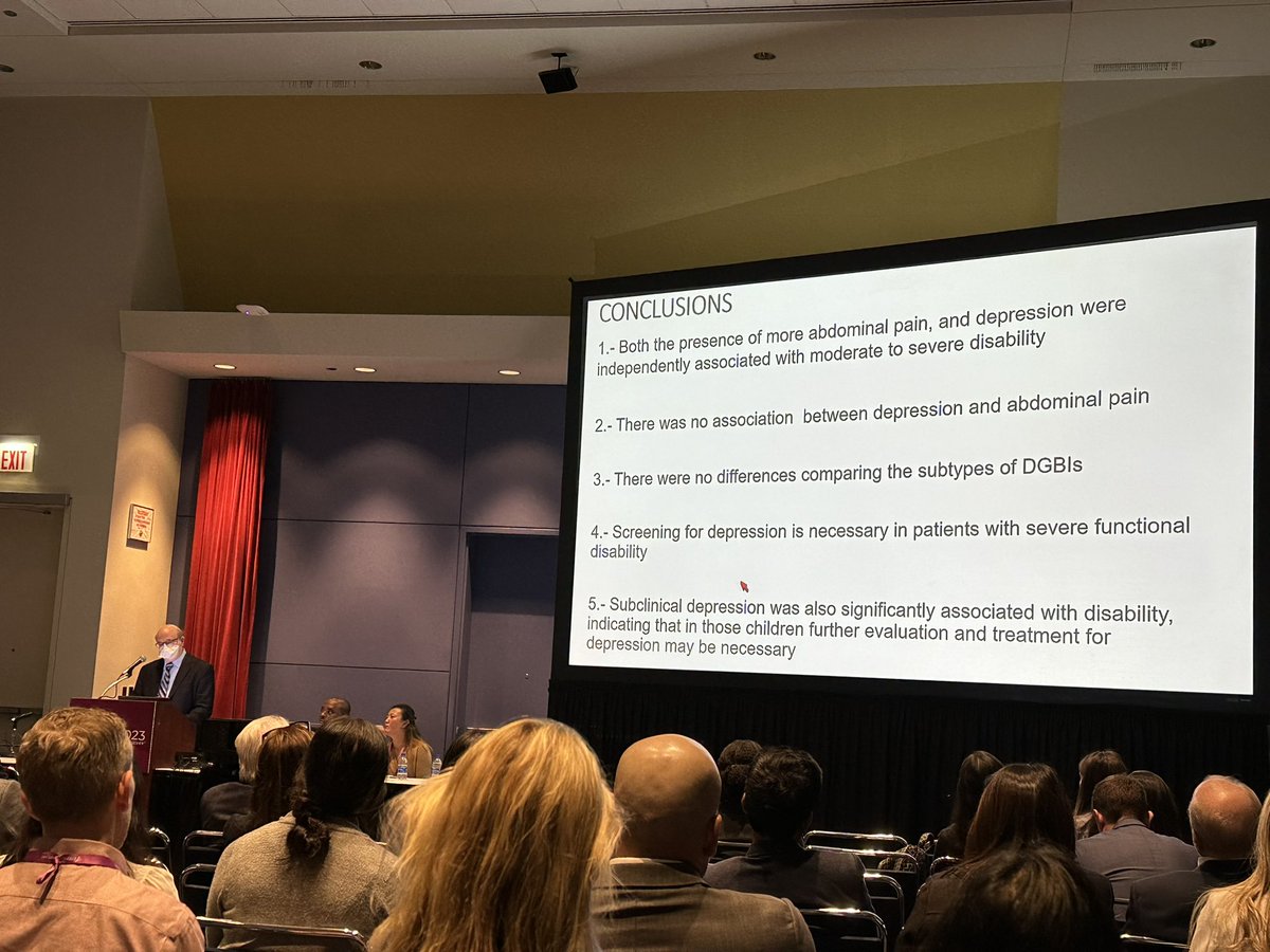 Suzanna Hirsch, MD (@suzannahirschmd) on Twitter photo Another thought provoking talk by the great <a href="/NurkoSamuel/">Samuel Nurko</a>! ⬆️ pain and presence of depression (both clinical and sub clinical) were associated w/ ⬆️ functional disability in patients with DGBIs #DDW2023 #pedsGI Another thought provoking talk by the great <a href="/NurkoSamuel/">Samuel Nurko</a>! ⬆️ pain and presence of depression (both clinical and sub clinical) were associated w/ ⬆️ functional disability in patients with DGBIs #DDW2023 #pedsGI