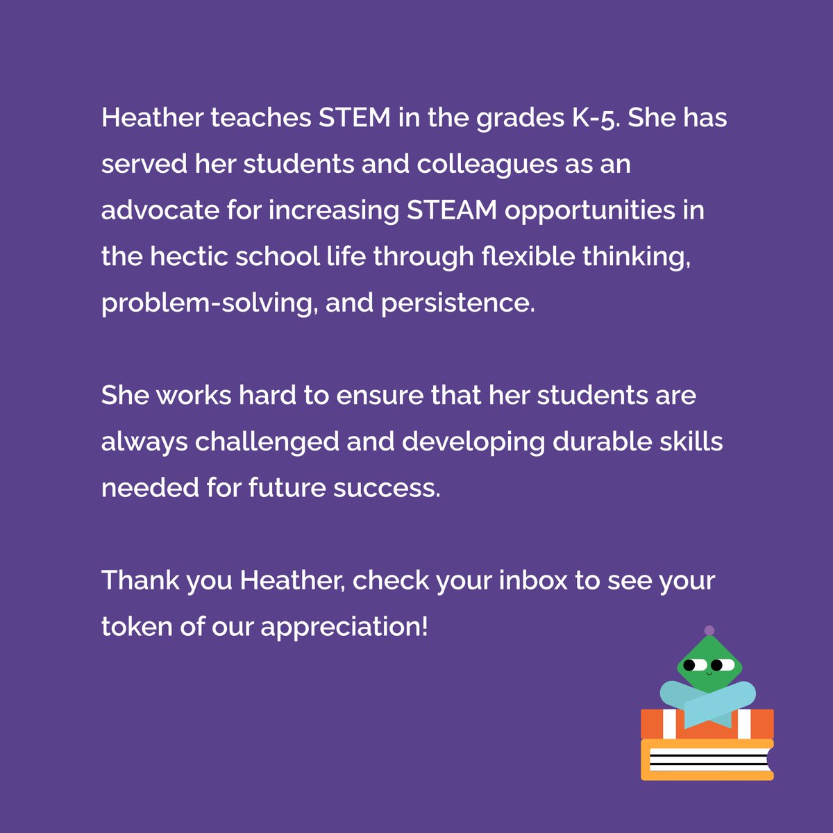 Teacher appreciation week spotlight:

Heather Meek!

Thank you, <a href="/themeekmoose/">Heather Meek</a> from <a href="/PWCS/">PWCS</a> 

#teacherappreciationweek #Thankyou