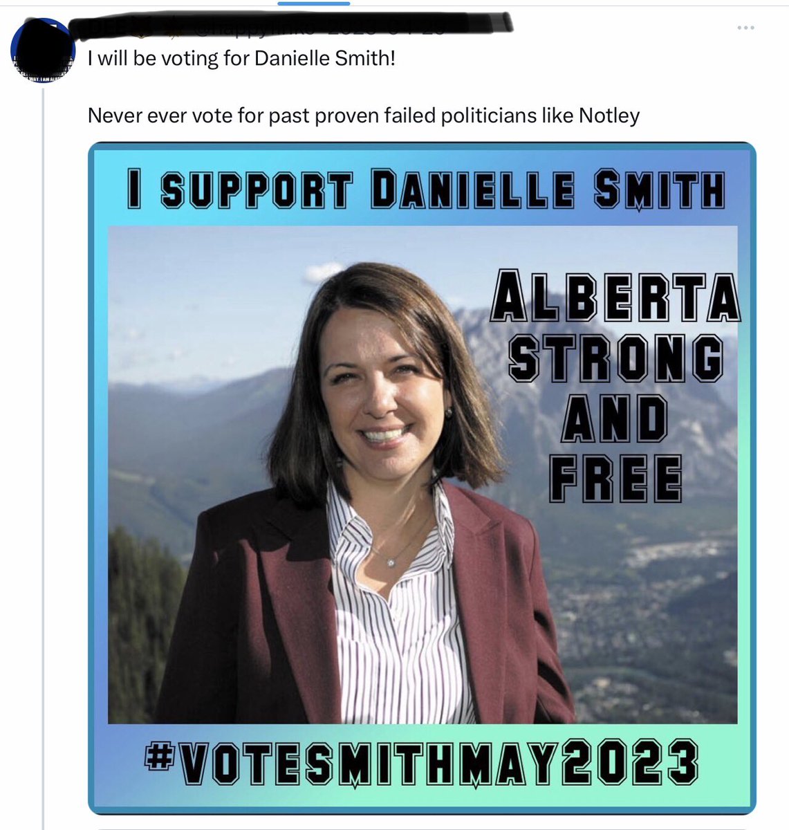 BarbLarochelle's tweet photo. These people are so deluded. This one will ‘never, ever vote for past proven failed politicians’, but wants to vote for floor-crosser Smith, who TWICE before lost her shot at being premier due to her poor judgement, and whose own party wouldn’t even let her run again in 2015. https://t.co/vMcJ5gJyCg