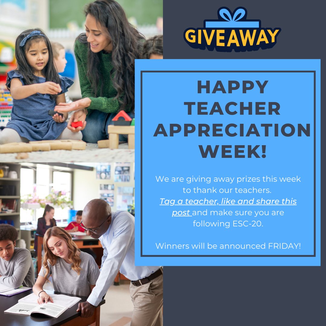 Happy Teacher Appreciation Week!! We have amazing prizes for our teachers.  Tag a deserving teacher, like and share the post to have them enter the drawing.  All winners will be announced Friday