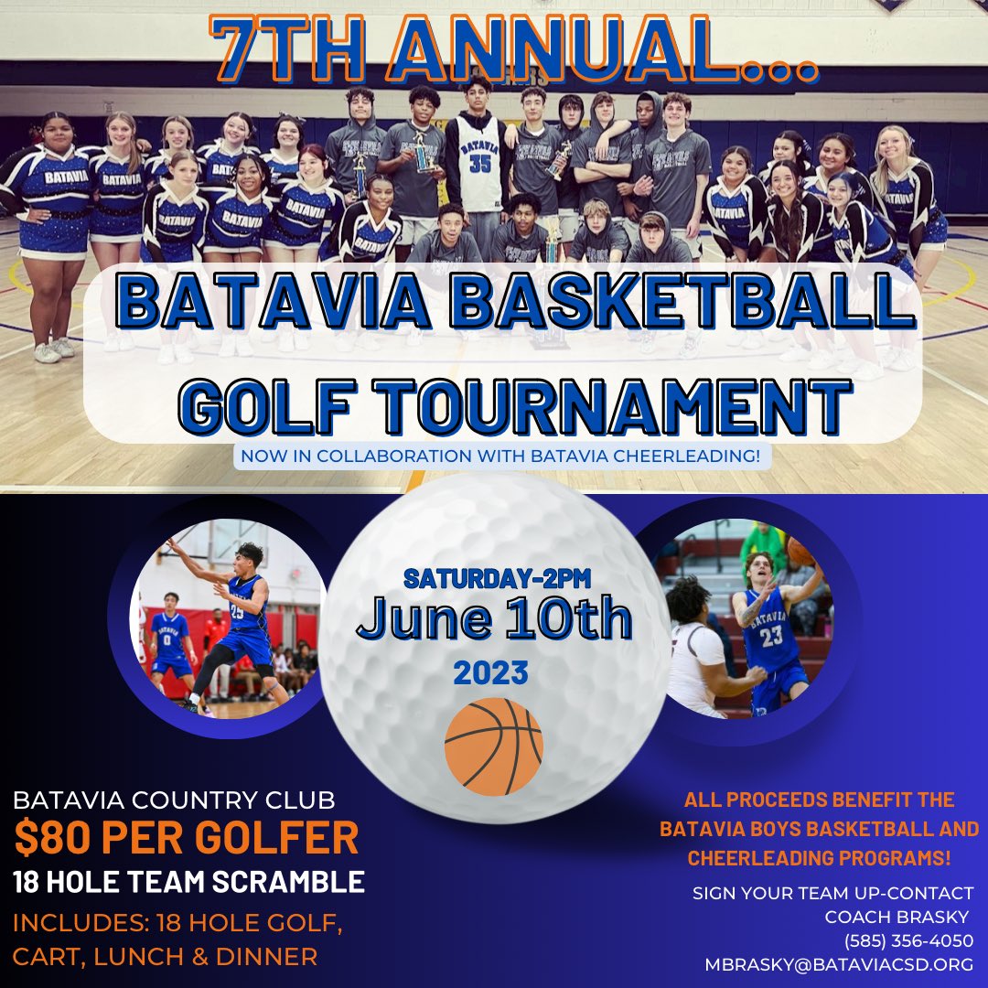 CheerBatavia's tweet photo. We have BIG exciting news! We knew our favorite Coach Brasky couldn’t not include us somehow! Lots of fun and support, we hope to bring in more teams than ever before, sign up your team of 4 today!!! Contact Coach Graz or Coach Brasky and join in on the fun! 💙⛳️🏀📣🖤 https://t.co/sQPIsrRLPR