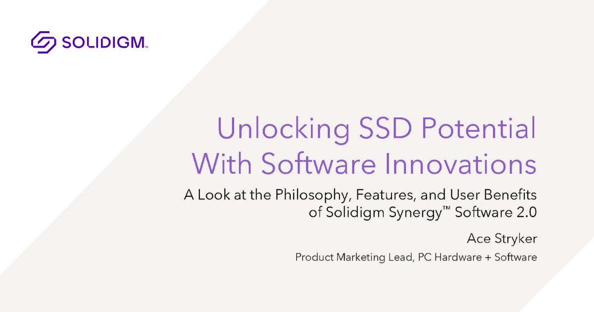 Solidigm on Twitter "Even the highestend SSD is completely unaware