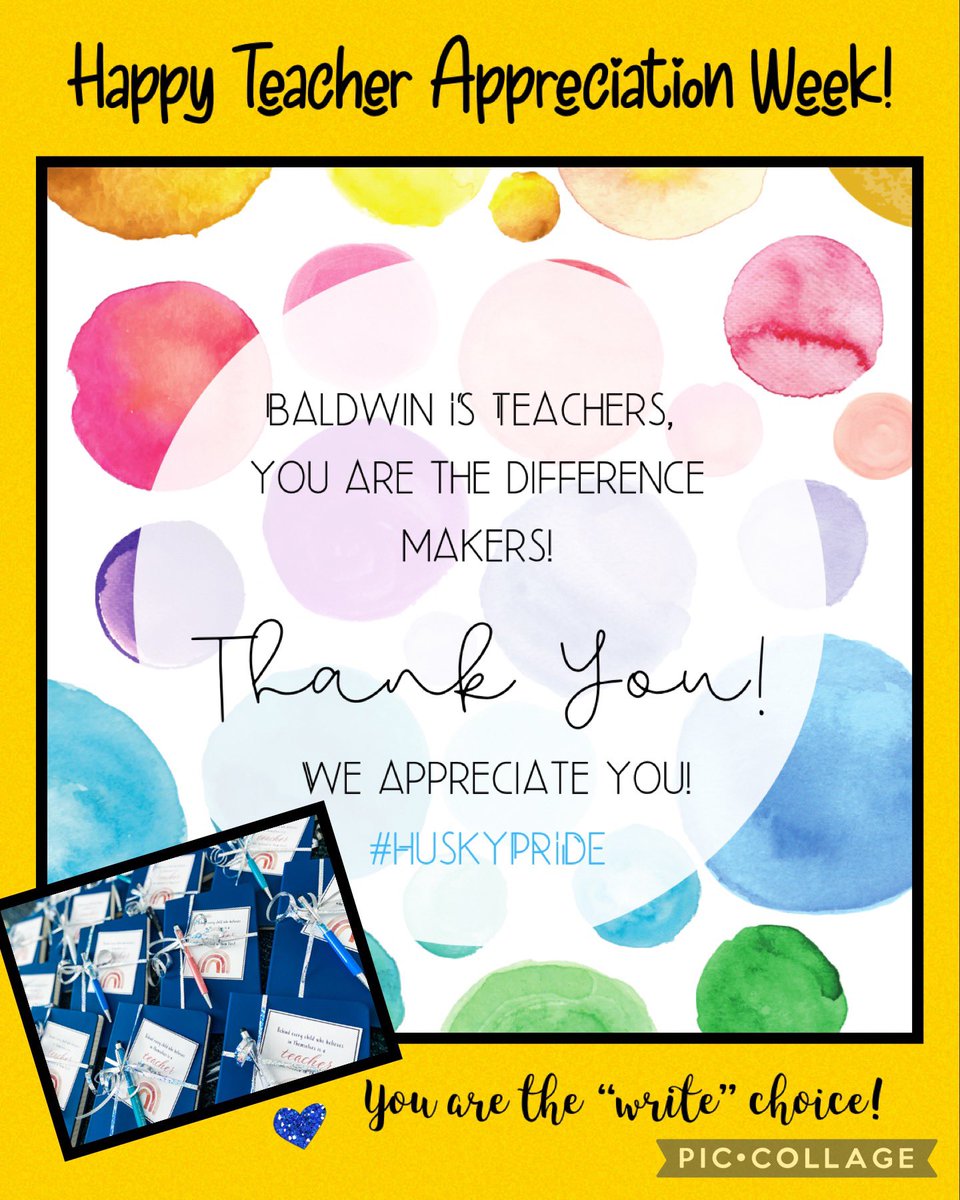 BISHuskyPride's tweet photo. Day 1 of Teacher Appreciation Week! Thank you, Husky teachers! #writechoice #TeacherAppreciation https://t.co/9n5mSm1OA4