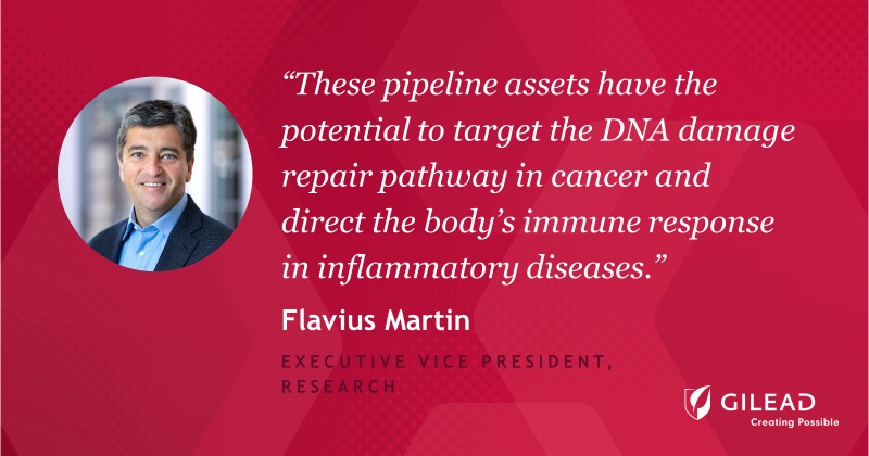 GileadSciences's tweet photo. Gilead’s clinical development program is growing, and we are proud to announce the addition of early pipeline assets in oncology and inflammation. https://t.co/XSvUgka7qy https://t.co/UOOih8rYPU