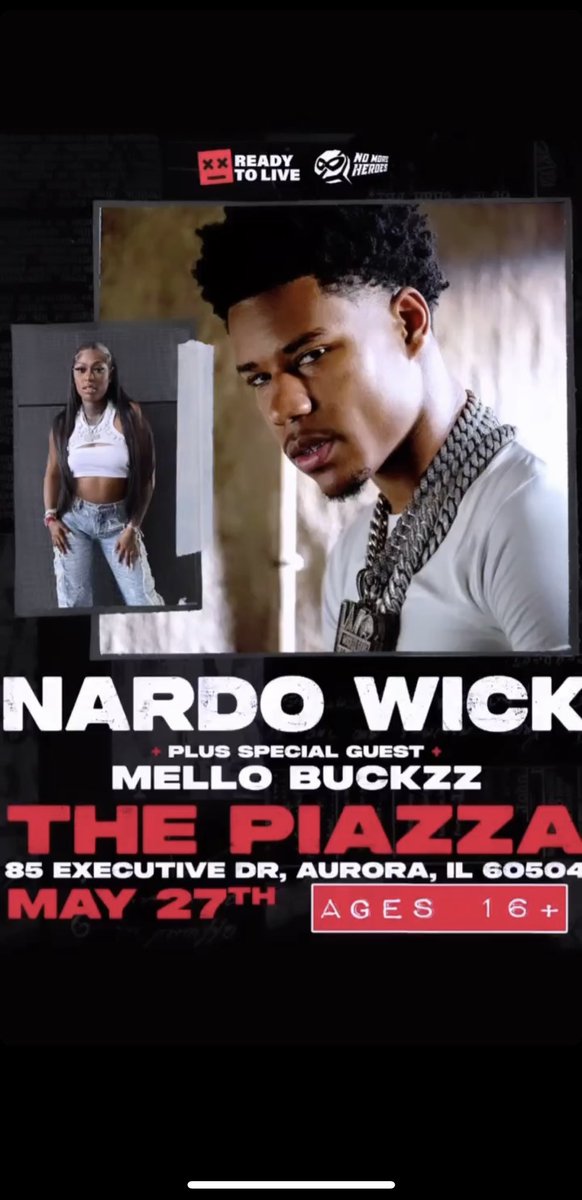 We’re back at the Piazza in Aurora Il May 27th!! 
This time with Nardo Wick and special guests 🥶👀🙌🏼
Ages 16+ 

Get tickets using this link! 👇🏽

app.ezticketz.com/products/nardo…