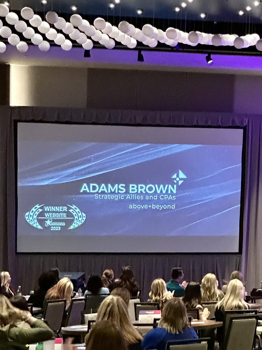 Congratulations to our client and friends at Adams Brown (@KansasCPAs) for taking home the @AAMHQ AAM-MAA for best website! It was a pleasure to help you make it a reality. #AAMSummit2023 #AAMKT