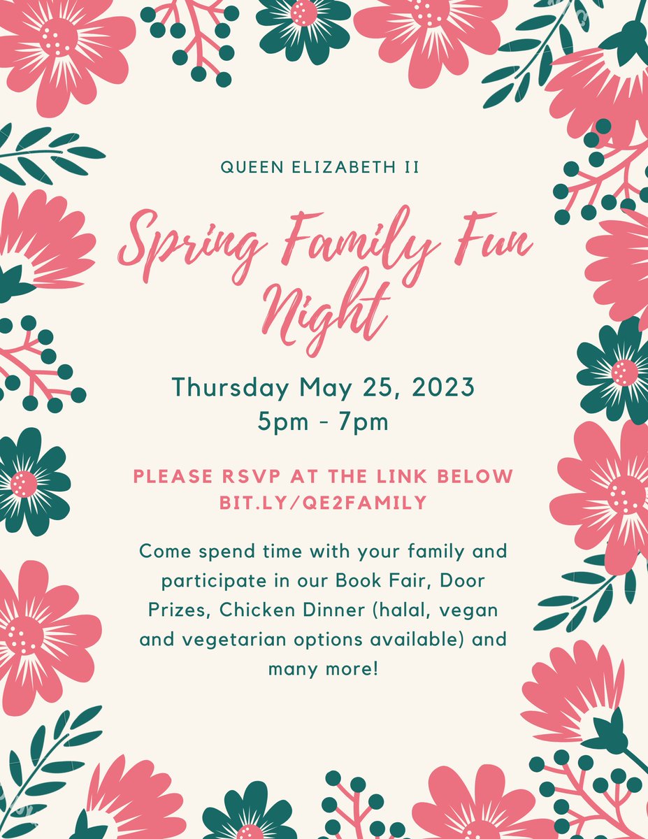 Attention: Knight's Families we are thrilled to share we will be hosting another Family Fun Night. Join us here at Q.E Sarnia for lots of food and fun. May 25th from 5-7pm. Please see registration details below!