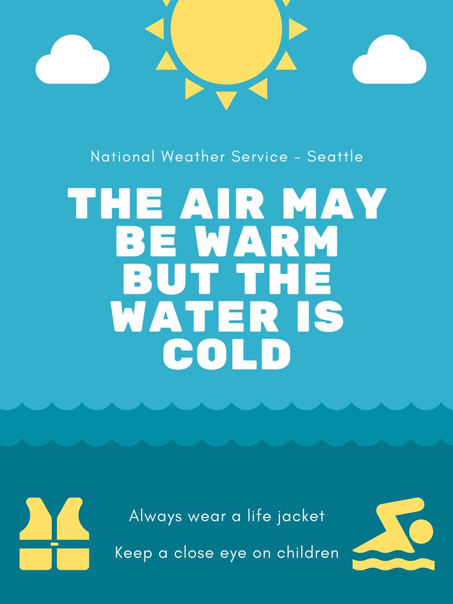 One of the primary impacts we want to stress going into next weekend will be the cold water temperatures and the importance of cold water safety. River and lake temperatures are generally in the 40s to mid 50s, despite the warming air temperatures! #WAwx