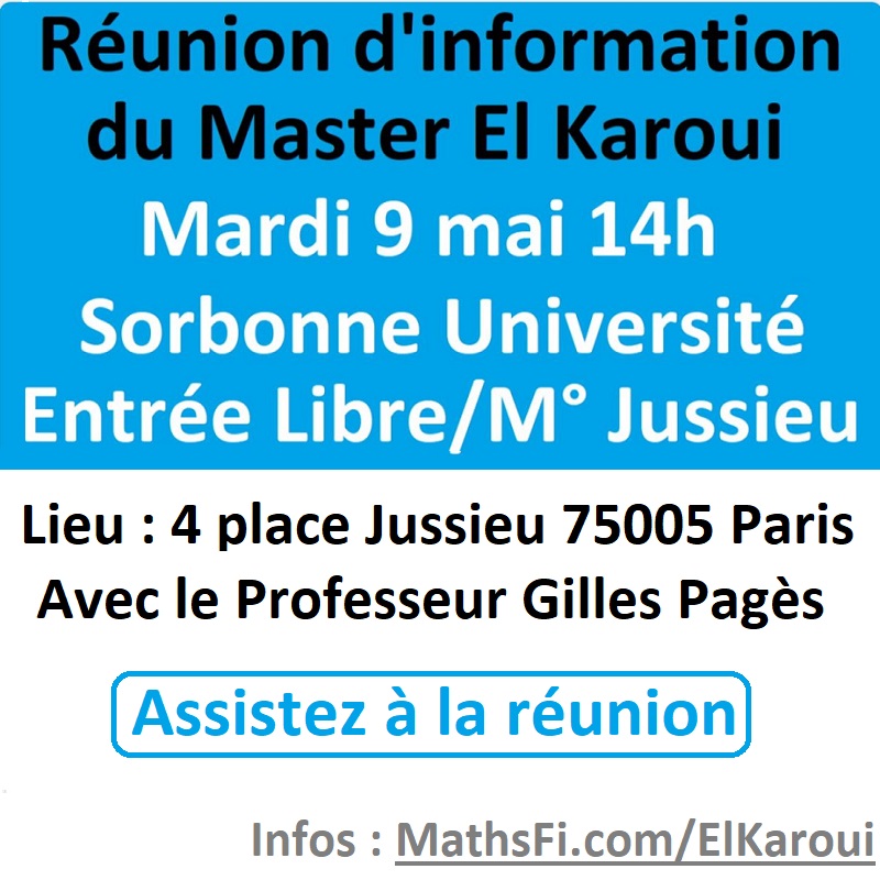 BigDataFr_'s tweet photo. Assistez à la Réunion d'Information
du Master El Karoui
https://t.co/j1iiJpaifl
Ce Mardi 9 mai à 14h
Sur le Campus Jussieu

►Présentation des cours du M2 en
    #DataScience :
•IA/Machine Learning
•Statistiques
•Python/CUDA
•GPU for Big Data
•Blockchain
•FinTech
•CyberSec