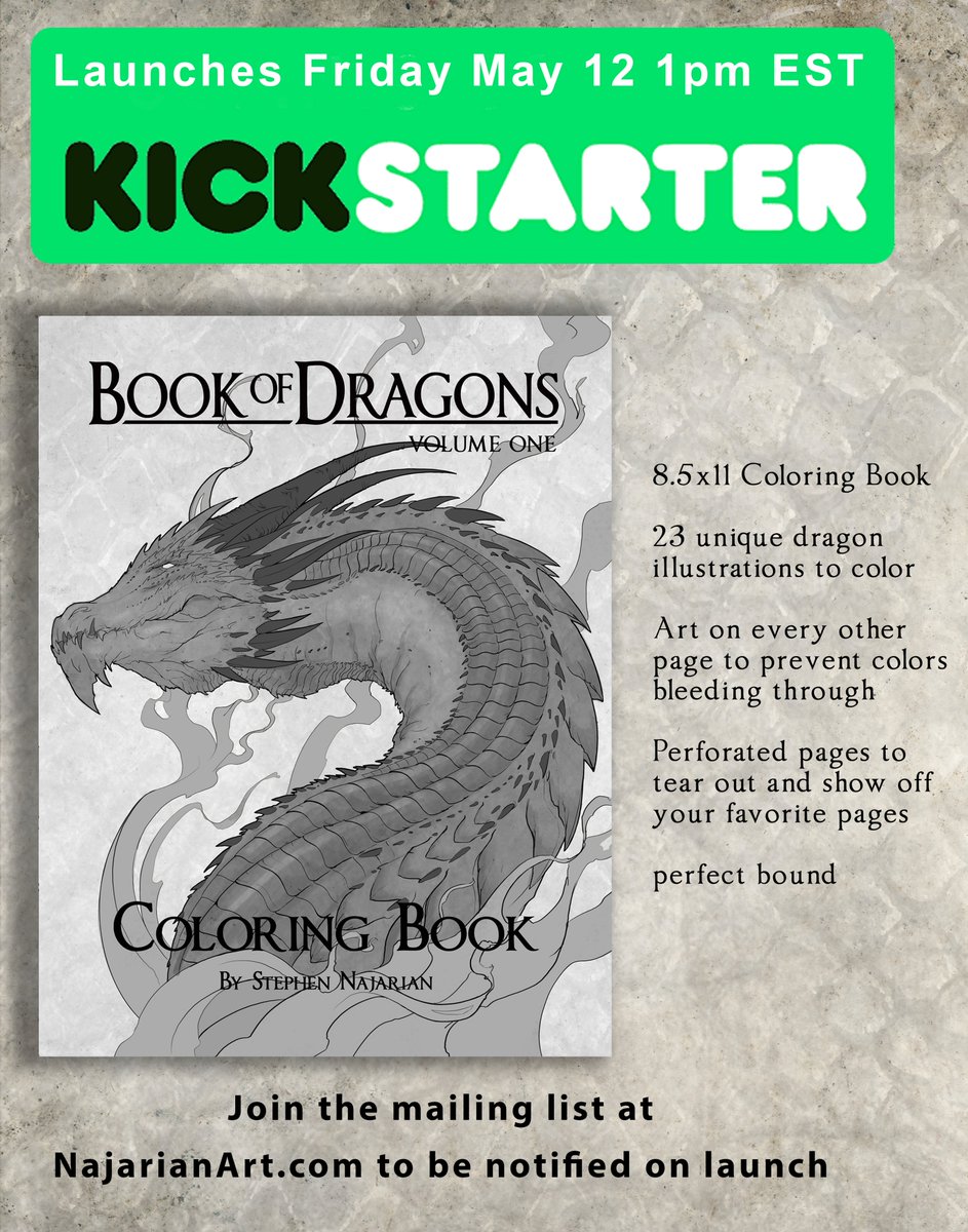 najarianart's tweet photo. LAUNCH 3 DAYS AWAY!

I will be launching my coloring book this Friday May 12 1pm EST live on my twitch channel.

in addition to the KS launch I will also be having a birthday celebration stream (bday is the 14th)

all the links in my profile.  Hope to see you there on friday https://t.co/kvr58u1Kq8