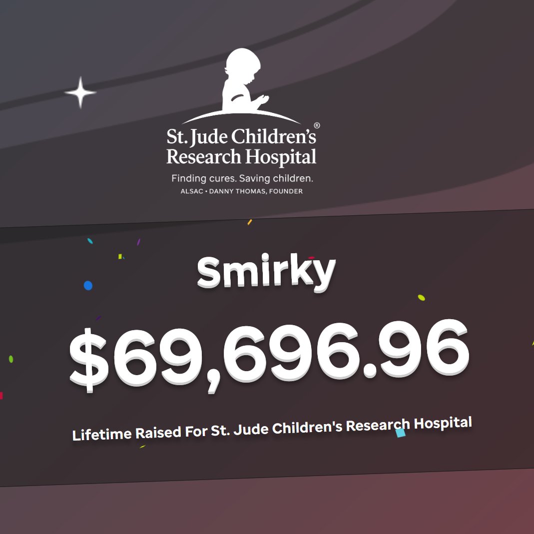 Hey. That's really nice! 👀🎉

That's $69,696.96 Lifetime Raised for <a href="/StJude/">St. Jude</a>! 💜