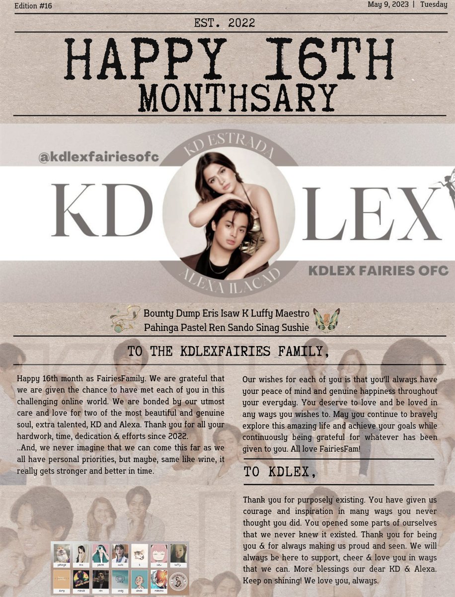 Happy 16th <a href="/kdlexfairiesofc/">KDLEX FAIRIES OFC</a> fam ♡
Grateful to each of you! Cheers to more! 🥂

<a href="/sithpadawan_/">Bounty Hunter 🍄</a> 
<a href="/tots1129/">dump</a> 
<a href="/erissistible/">Eris | Starmelle | Diwata</a> 
<a href="/isawdalawatatlo/">isaw.🐨</a> 
<a href="/iskkemic/">👩‍⚕️</a>
<a href="/Lufu_01/">Luffy 인대요.양가. 요정이</a> 
@Fortessissimo 
<a href="/pahinga2022/">pahinga.</a> 
<a href="/philautiafries/">pstl</a> 
<a href="/rainyell25/">reniel</a> 
<a href="/ImTheBestBoy_KD/">sando</a> 
<a href="/sinag9_/">sinag | ia</a> 
<a href="/NoToFakeNewssss/">SushiJjang 🧚‍♀️🤍 #</a> 

all for #KDLex