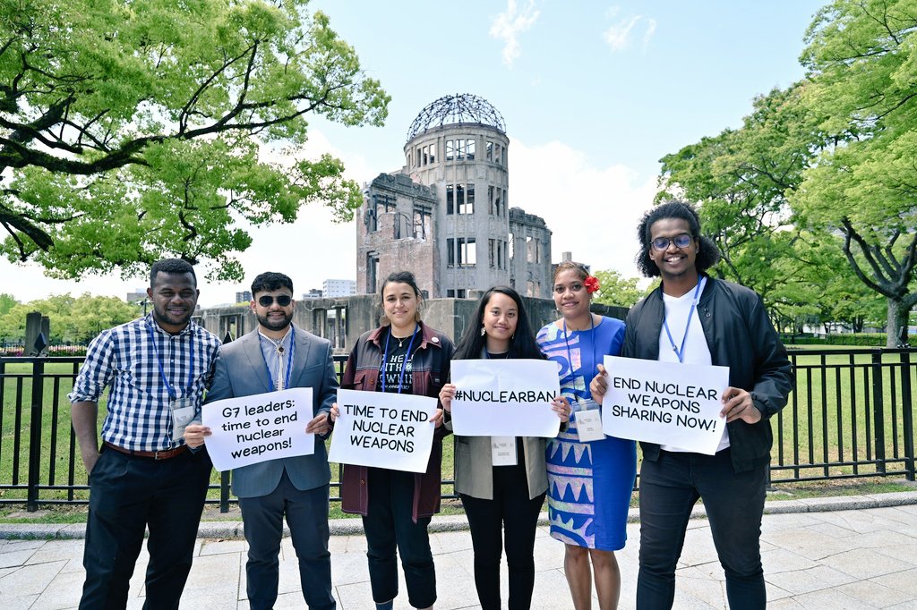 MereTuilau's tweet photo. #TeamPacific  shared&amp; educated G7 youth on Nuke Justice in the Pac, &amp; held the Japan govt accountable for its plans for Fukushima waterwaste. Questioned the genuine safety and security of "peace concept" on demilitarization that has been diluted/masked over the years.  #G7summit https://t.co/bLycF0TyPp