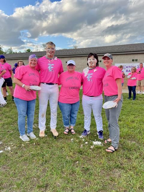 EatonHSBaseball's tweet photo. Sometimes, it isn't about wins and losses! Thank you to everyone who came out to support a great cause! Thank you, Butler Plumbing, for our jerseys and everyone who donated   for the pie in face! Thank you to @BradyRice21 and @ReidTinstman for being good sports! https://t.co/8KadOZbYTt