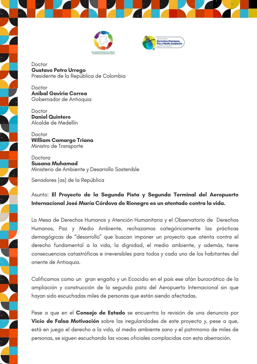 Observatorio de DDHH-Paz-Ambiente tweet media