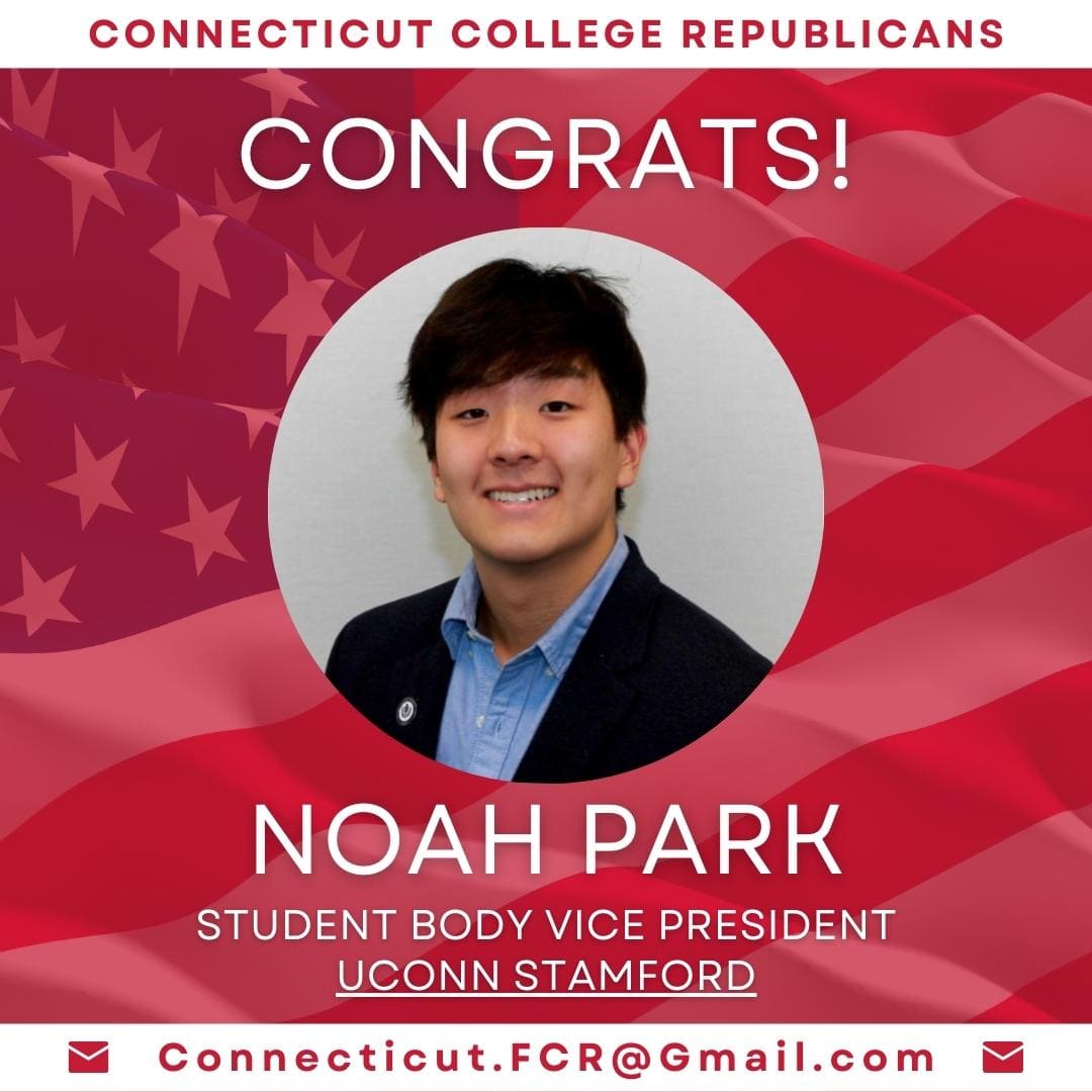 CTFCR's tweet image. Congrats Noah, current secretary of the UCONN Stamford CRs, on being elected Student Body Vice President at UCONN Stamford!

#collegerepublicans #studentleadership #campuspolitics #uconnstamford #studentgovernment #youngconservatives