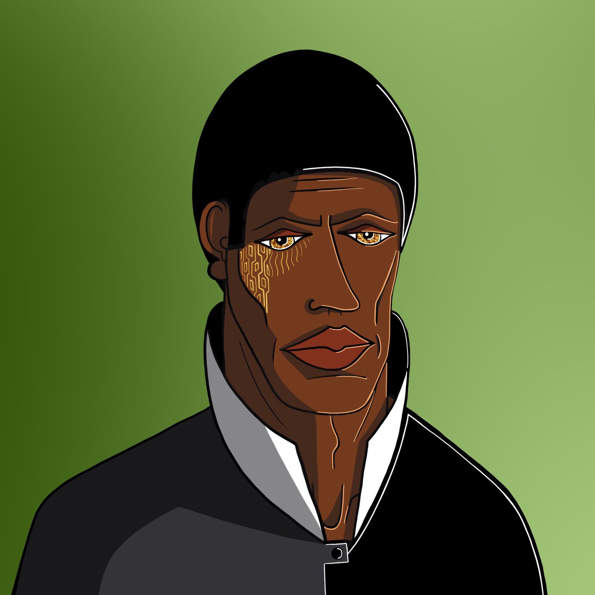 —Citizen 140—
Name: Xenothon
Age: 45
Occupation: Master of Security
Location: The Diogenes 
Hobby: sculpture 
Dream date: being alone  
#artwork #digitalart #artist #portrait #nonai #portraitart #cartoon #scifi