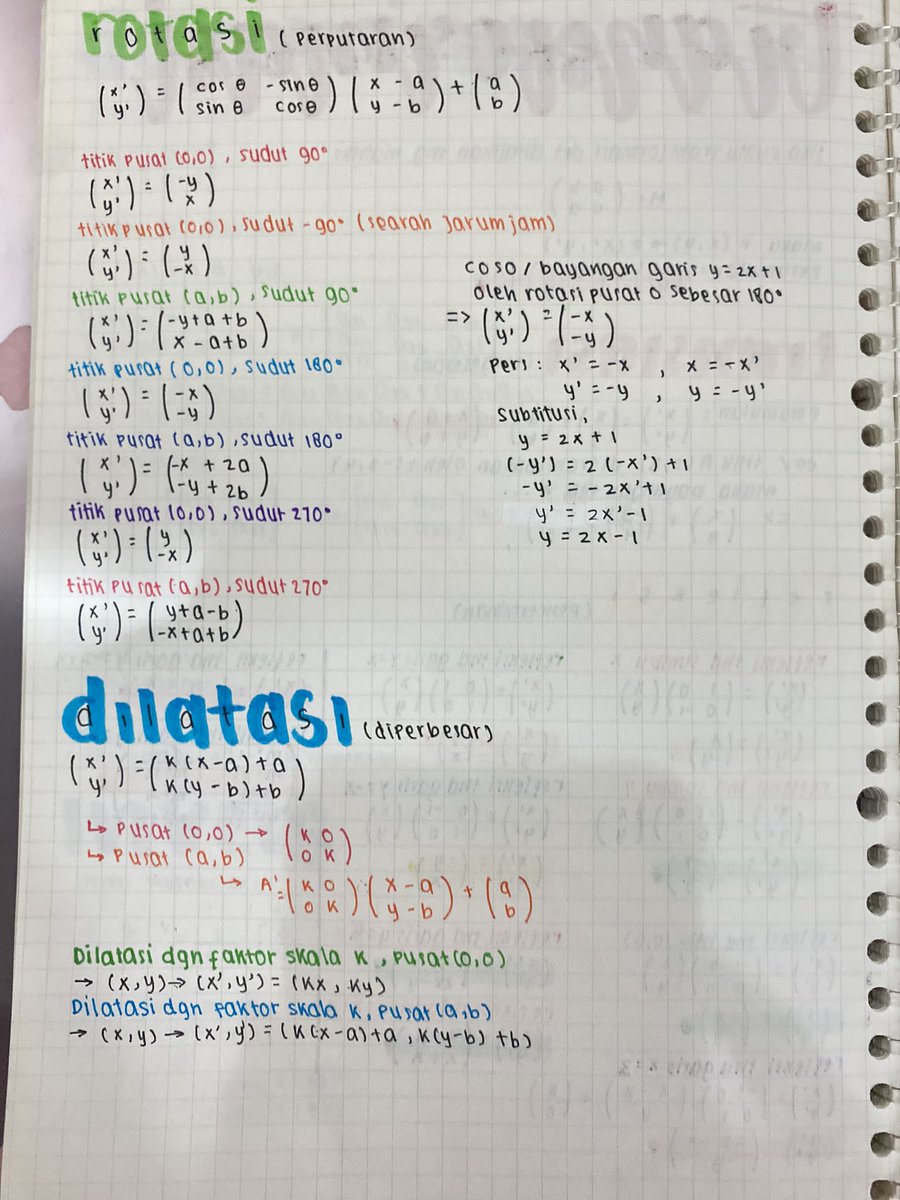 nwrsz_'s tweet photo. Catatan / Rangkuman Matematika Transformasi sc: Zen https://t.co/XQgYLW1823