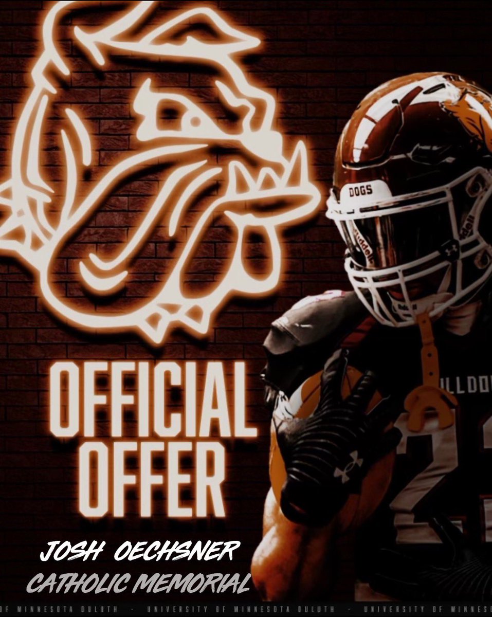 JoshuaOechsner's tweet photo. Thanks you to Coach @CoachWiese , and Coach @CoachLukeOlson for the great trip up to University of Minnesota Duluth, I am also blessed and grateful to have received an offer to play for UMD! @MJ_NFLDraft @travisWSN https://t.co/Wb4E9oOKKM