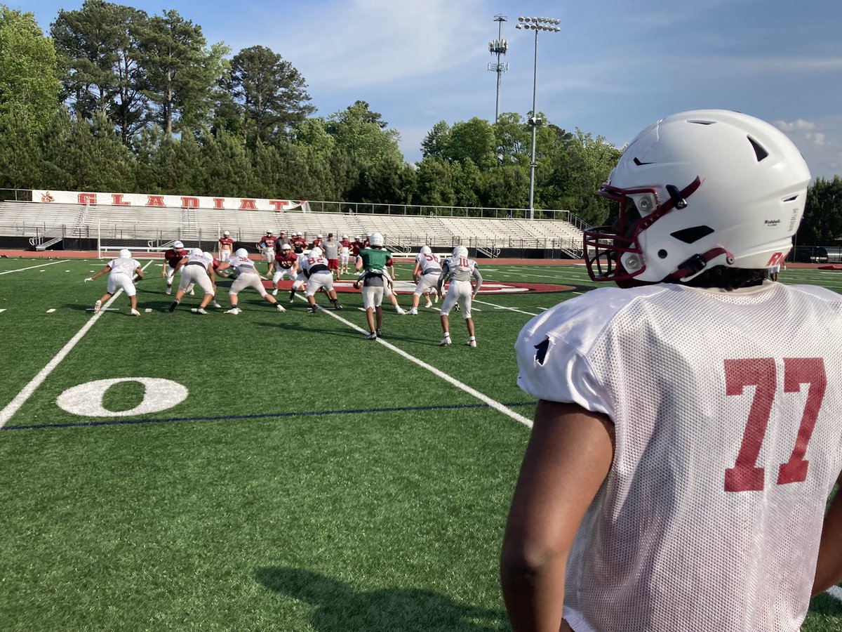 Stopped by @JohnsCreekHSFB this evening to take a look. @CoachRowellj is in his first season as head coach . @JCFBRecruits will play their spring scrimmage on May 12 and kickoff the 2023 season on August 16 against @NAWarriors_FB in @CorkyKell !!   @LGlenn_FCS_AD
