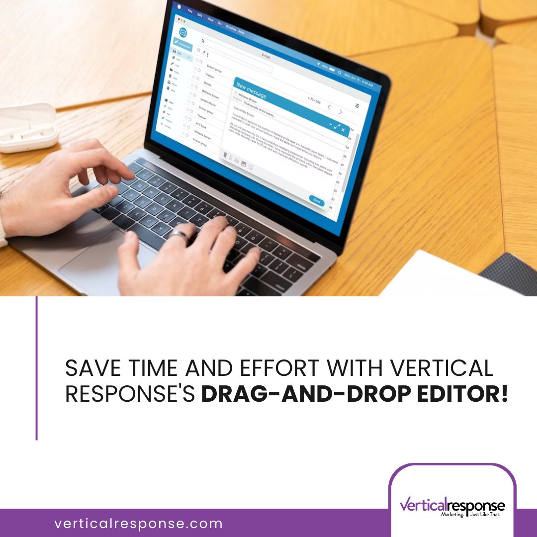 VR4SmallBiz's tweet image. Save time and effort with VerticalResponse's drag-and-drop editor! 

Easily create stunning emails with our intuitive design tools, no coding skills required. 

#draganddrop #emailcreation