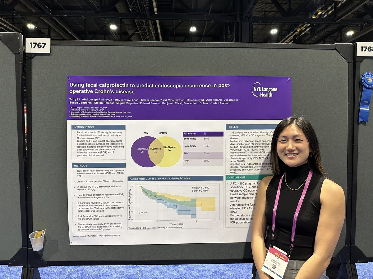 @terrylimd95 @nyulangone on calpro for recurrence of postop #crohnsdisease @DDWMeeting 

#DDW2023 #AGAGastroSquad