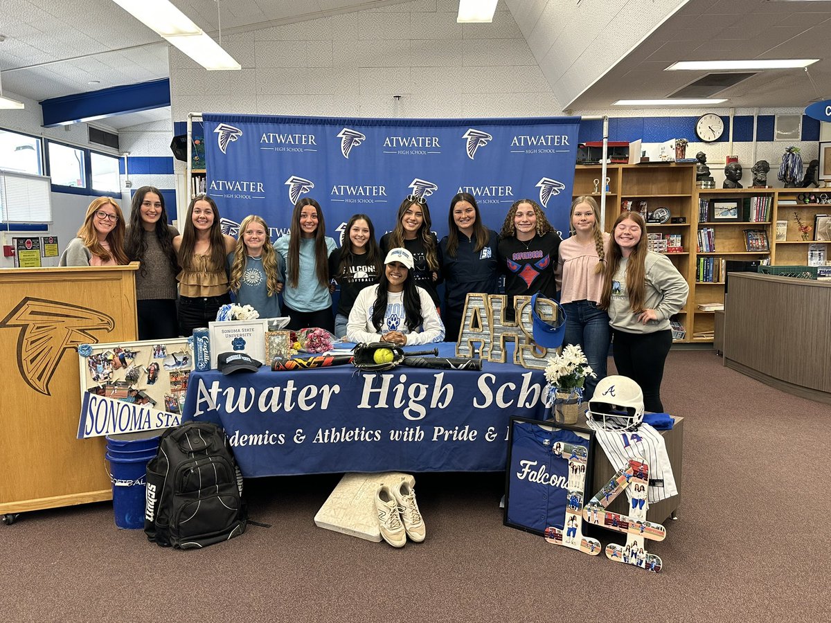 Congratulations to our softball superstar, Danyelle Castillo! Today she signed on to continue her education and her softball career at Sonoma State. #WeAreAtwater🔵⚪️